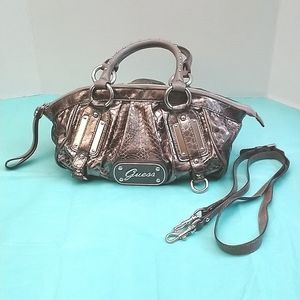 GUC Y2K Silver Python Print Guess Bag With Crossbody Strap